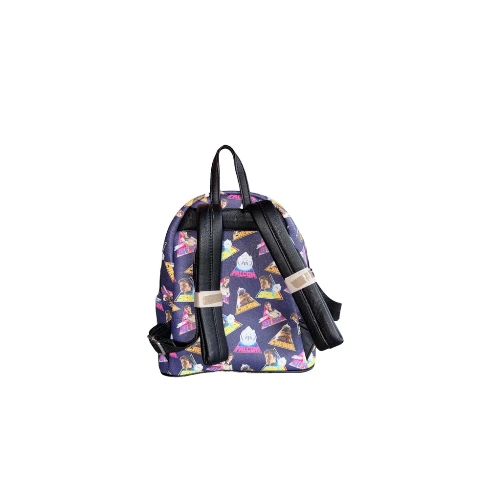 Loungefly Mini Backpack Star Wars Retro 80s Han Solo Chewbacca Purple New1